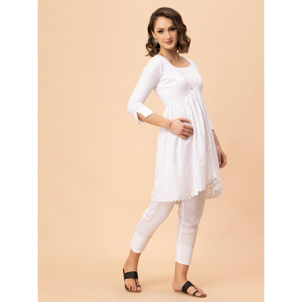 MILU MADAN Off White Chikan Co-Ord Set