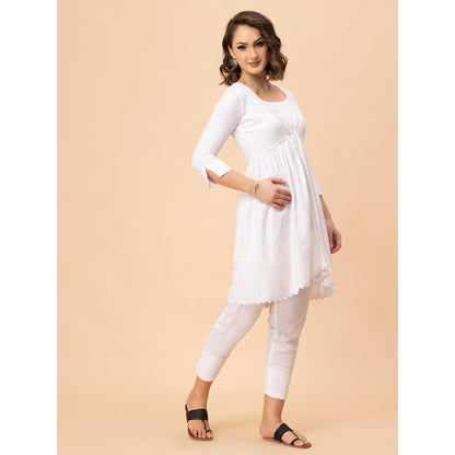 MILU MADAN Off White Chikan Co-Ord Set