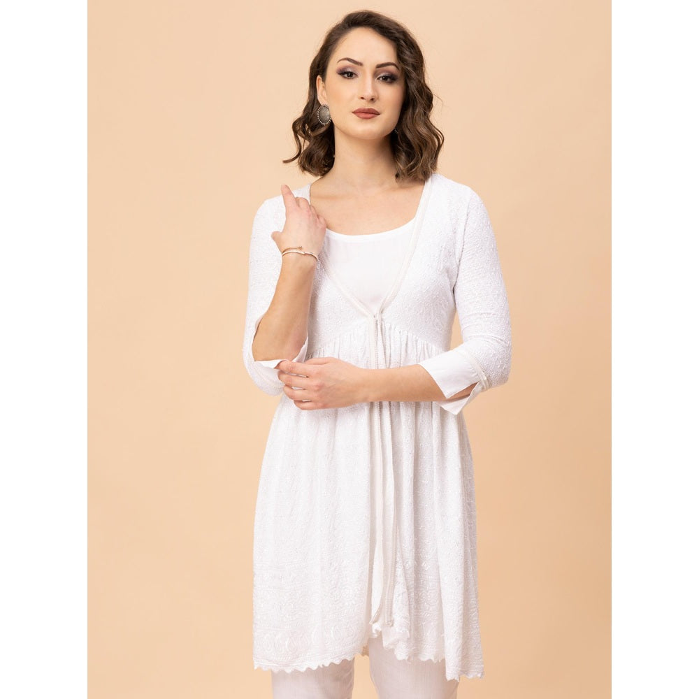 MILU MADAN Off White Chikan Co-Ord Set