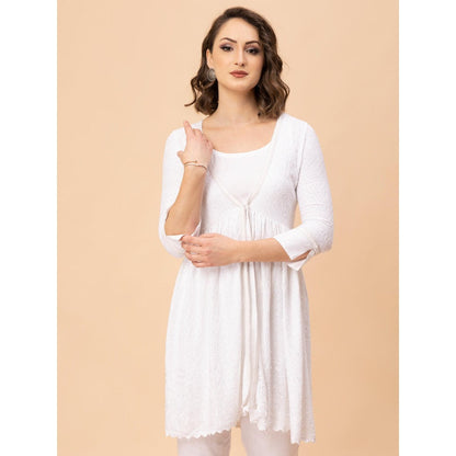 MILU MADAN Off White Chikan Co-Ord Set