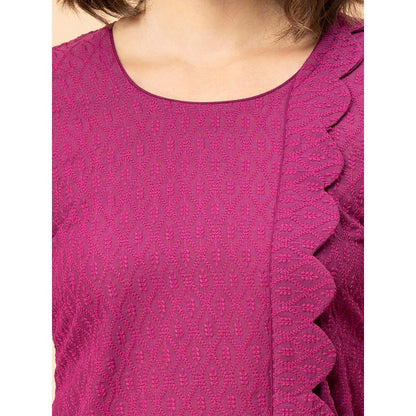 MILU MADAN Bossy Magenta Chikan Co-Ord Set