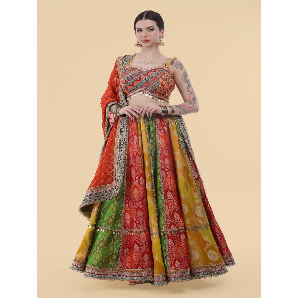 MILU MADAN Multi-Colour Lehenga with Blouse and Dupatta