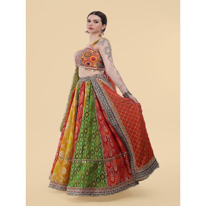 MILU MADAN Multi-Colour Lehenga with Blouse and Dupatta