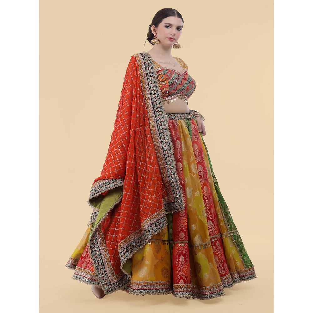 MILU MADAN Multi-Colour Lehenga with Blouse and Dupatta