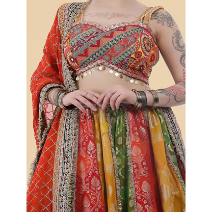 MILU MADAN Multi-Colour Lehenga with Blouse and Dupatta
