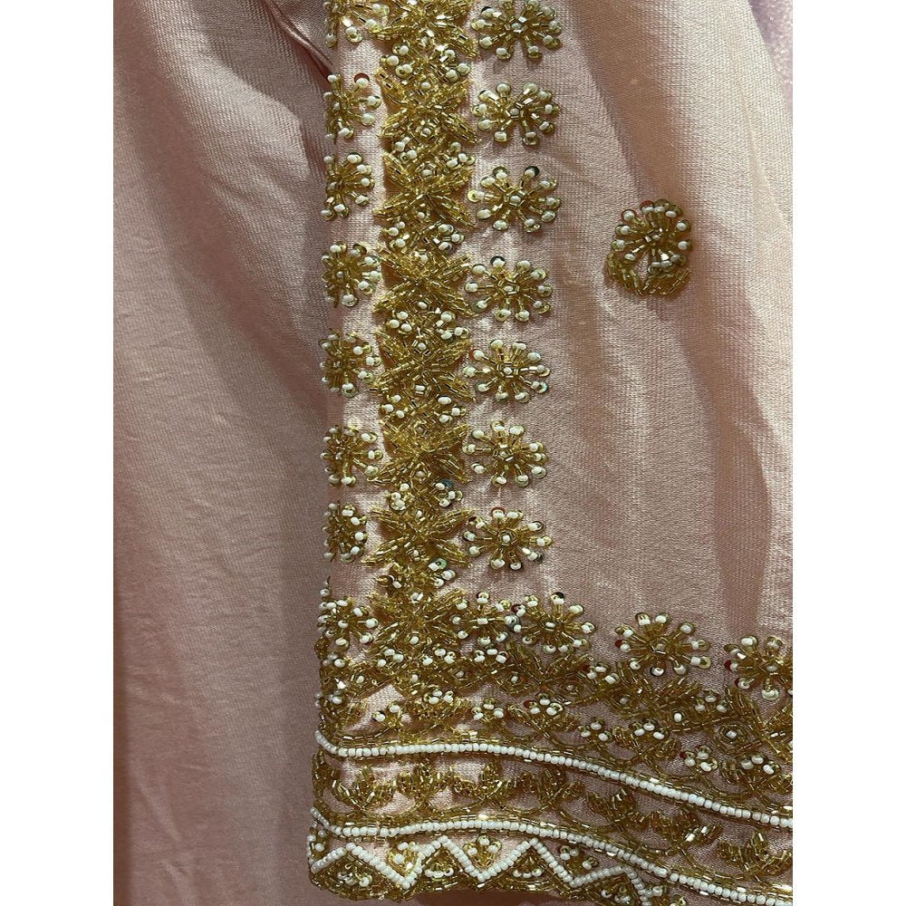 MILU MADAN Light Pink Katan Silk Kurta with Sharara and Dupatta