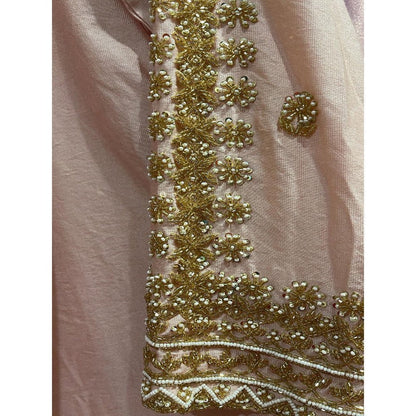 MILU MADAN Light Pink Katan Silk Kurta with Sharara and Dupatta