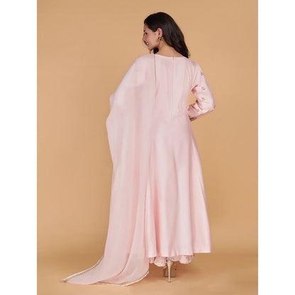 MILU MADAN Light Pink Katan Silk Kurta with Sharara and Dupatta
