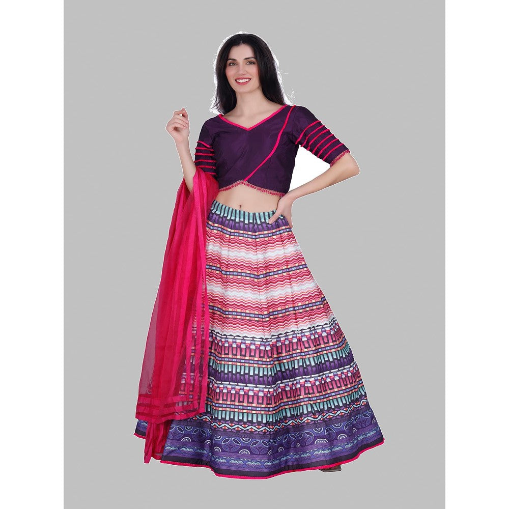 MILU MADAN Purple Lehenga with Blouse and Dupatta