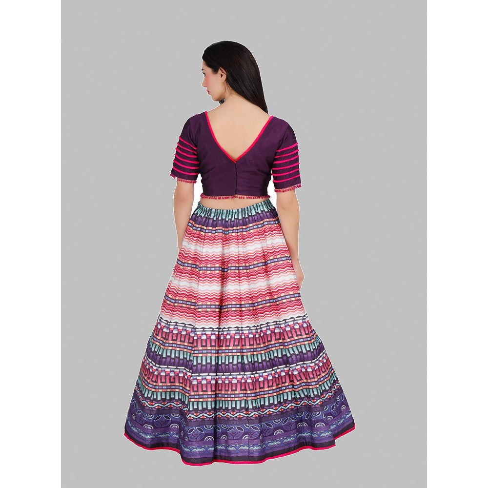 MILU MADAN Purple Lehenga with Blouse and Dupatta