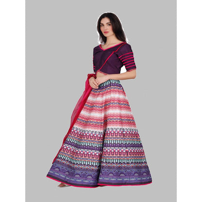 MILU MADAN Purple Lehenga with Blouse and Dupatta