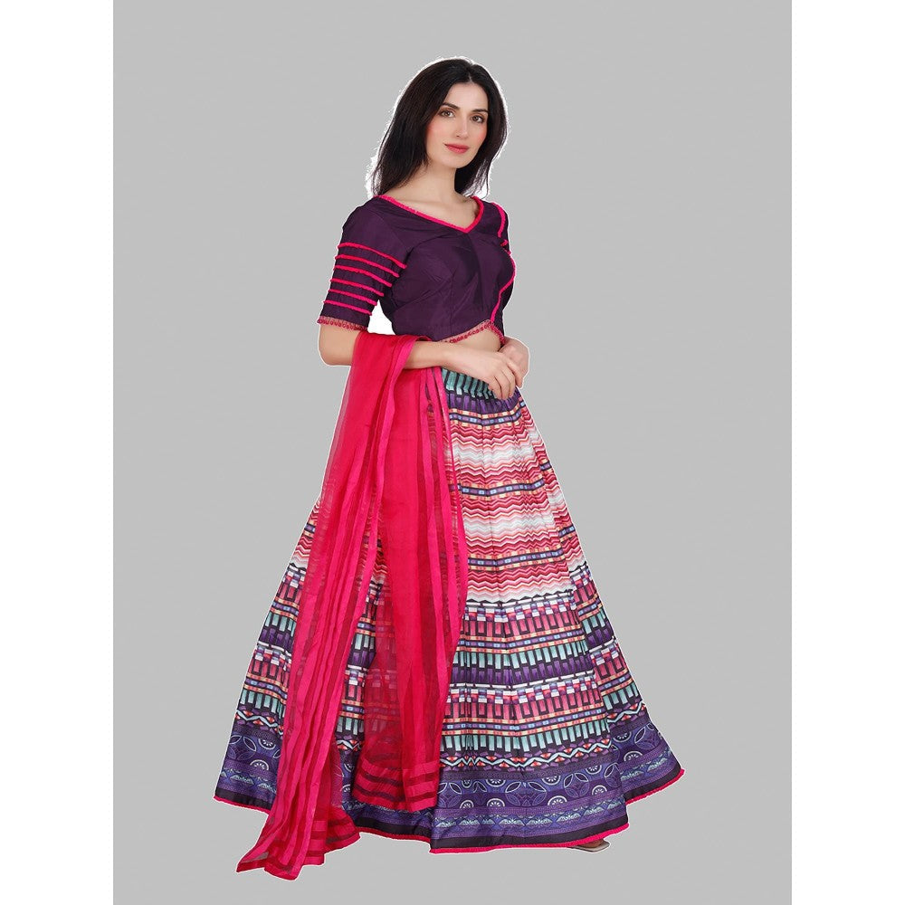 MILU MADAN Purple Lehenga with Blouse and Dupatta