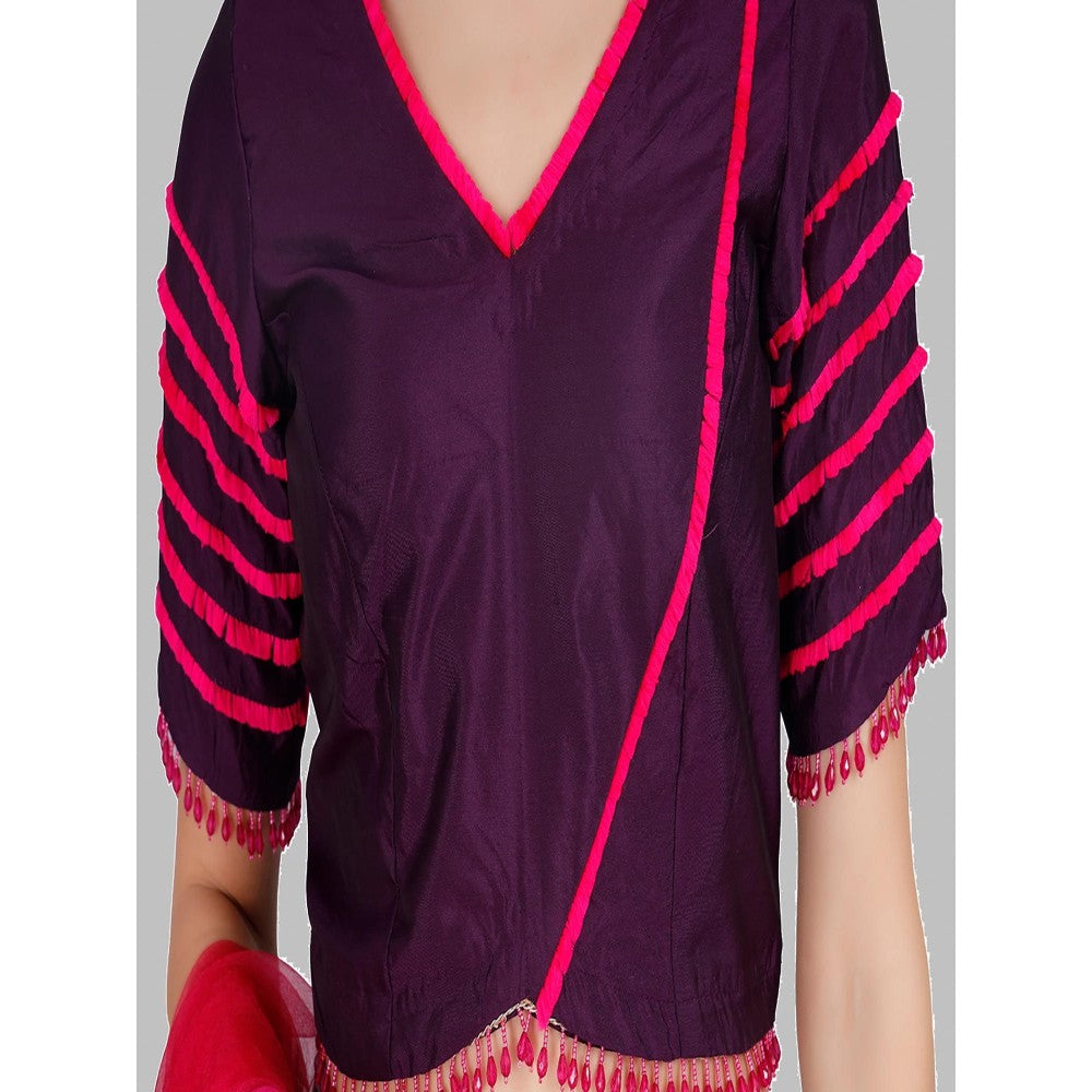 MILU MADAN Purple Lehenga with Blouse and Dupatta