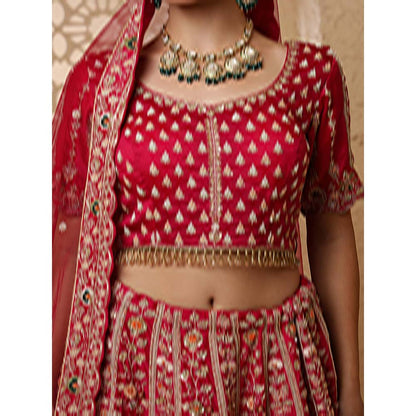 MILU MADAN Red Bridal Heavy Handwork Lehenga with Blouse & Dupatta
