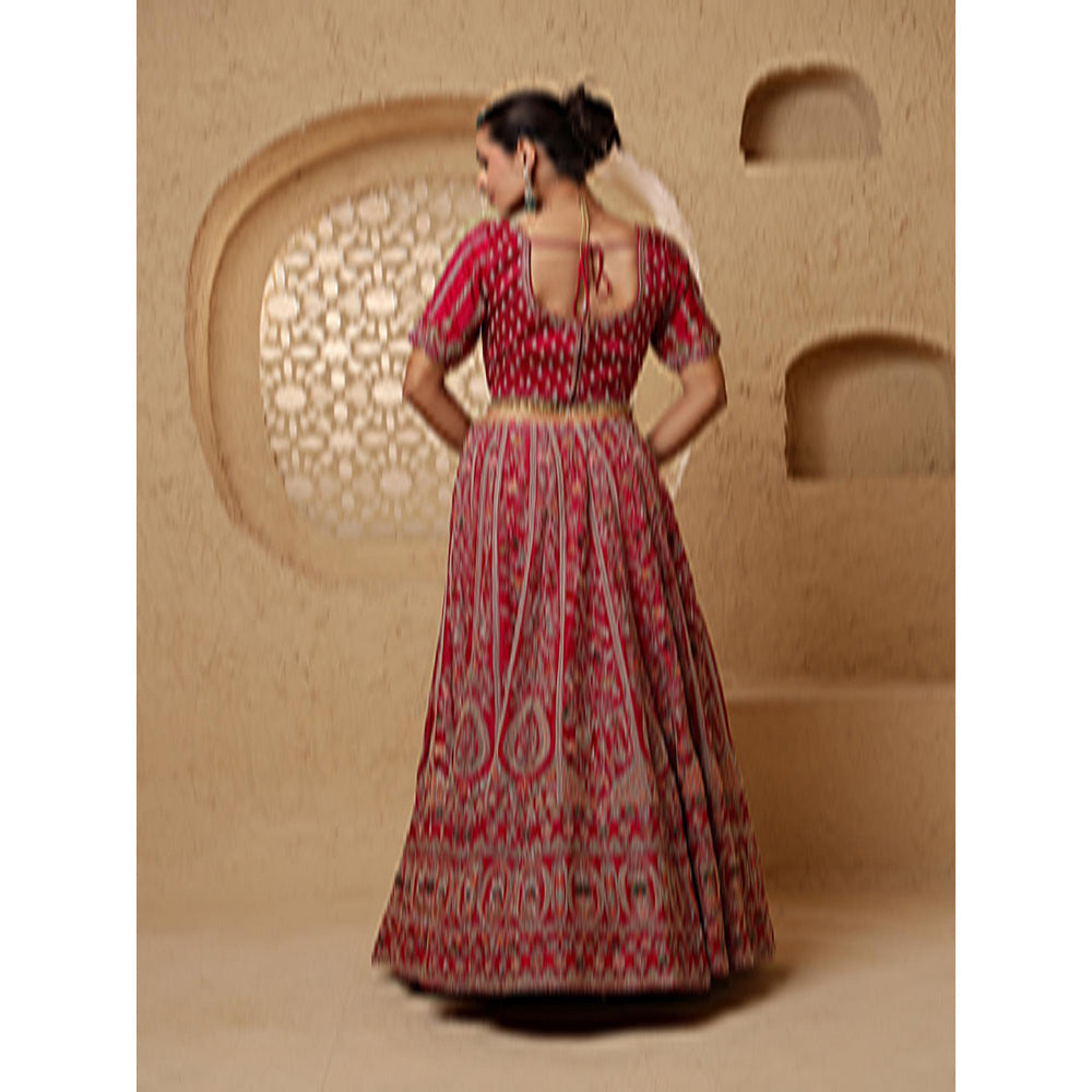 MILU MADAN Red Bridal Heavy Handwork Lehenga with Blouse & Dupatta