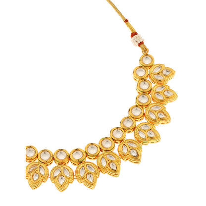 MINAKI 22K Gold Plated Necklace Set In Kundan Setting with Matching Earrings and Maang Tikka