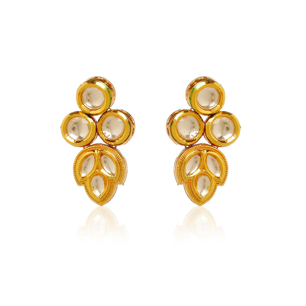 MINAKI 22K Gold Plated Necklace Set In Kundan Setting with Matching Earrings and Maang Tikka