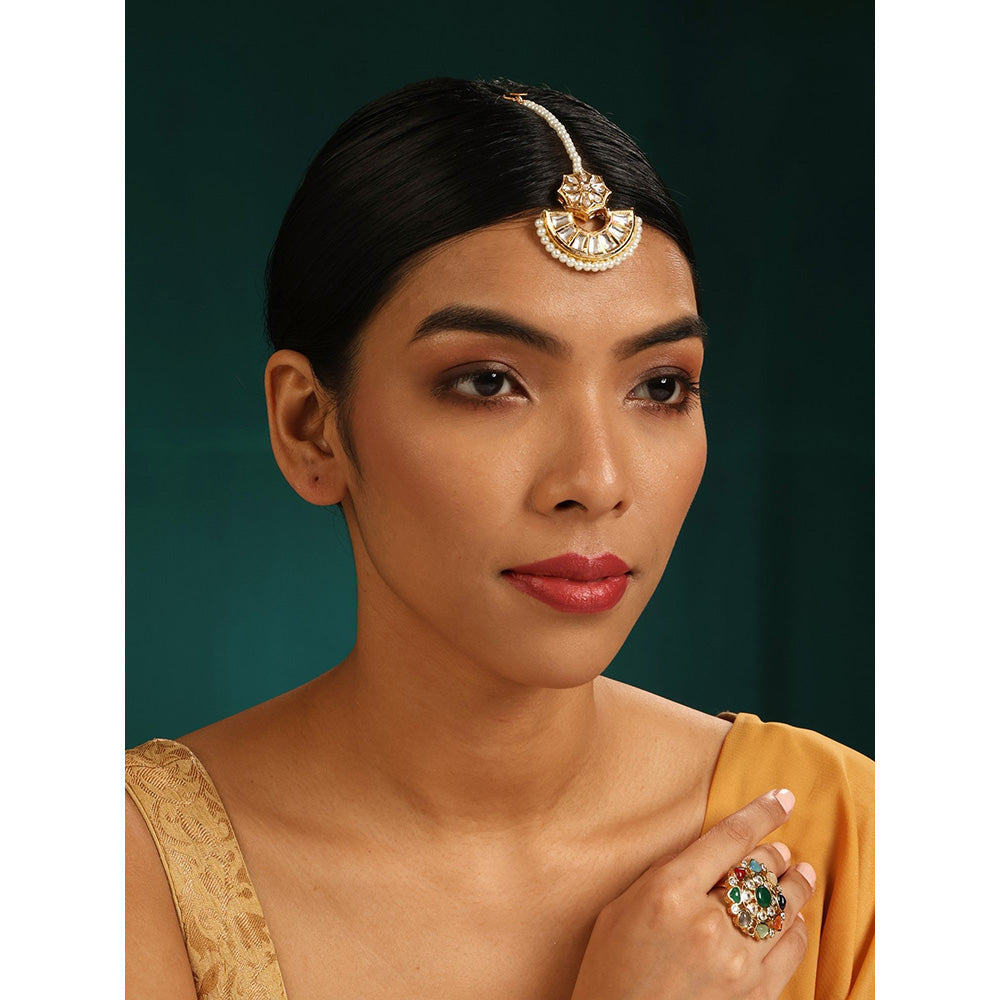 MINAKI Gold Jewellery Maang Tikka