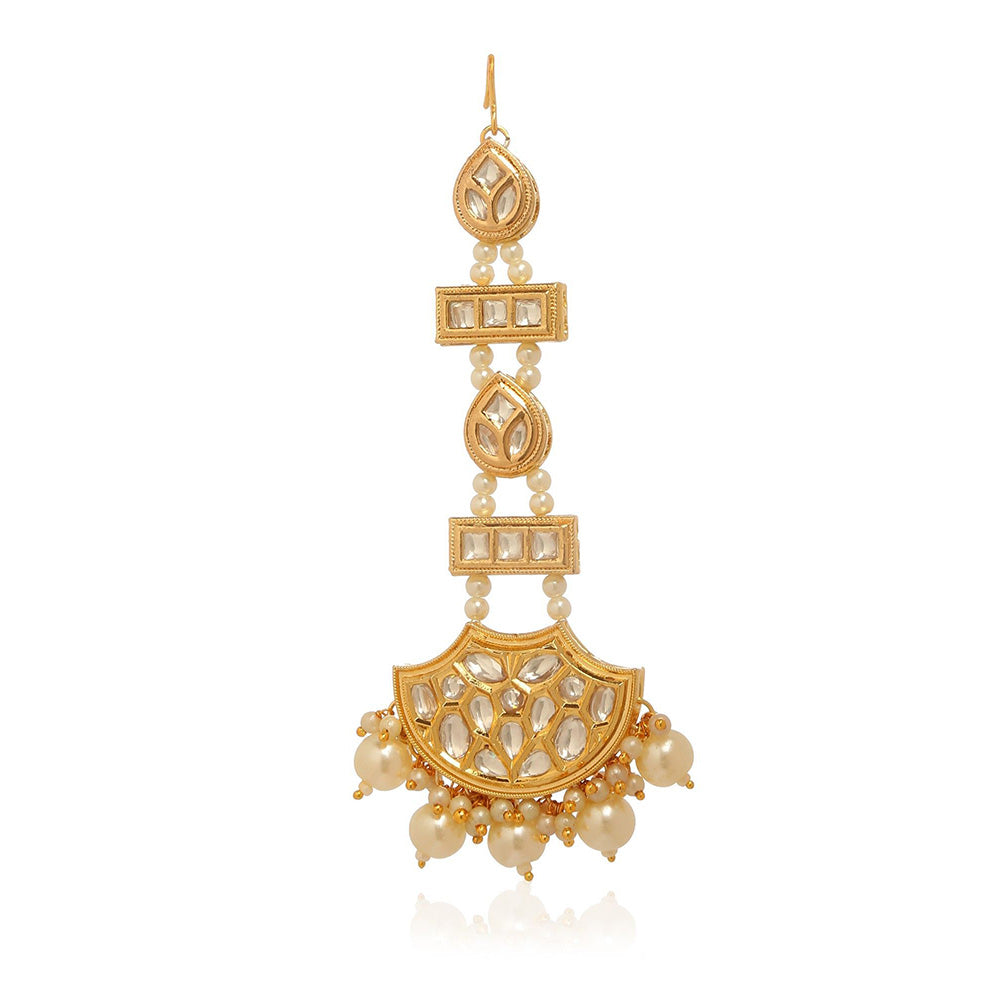 MINAKI Gold Jewellery Maang Tikka and Earrings