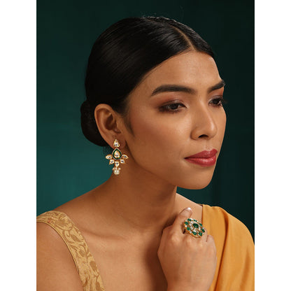 MINAKI Green Jewellery Drop and Dangler Earrings