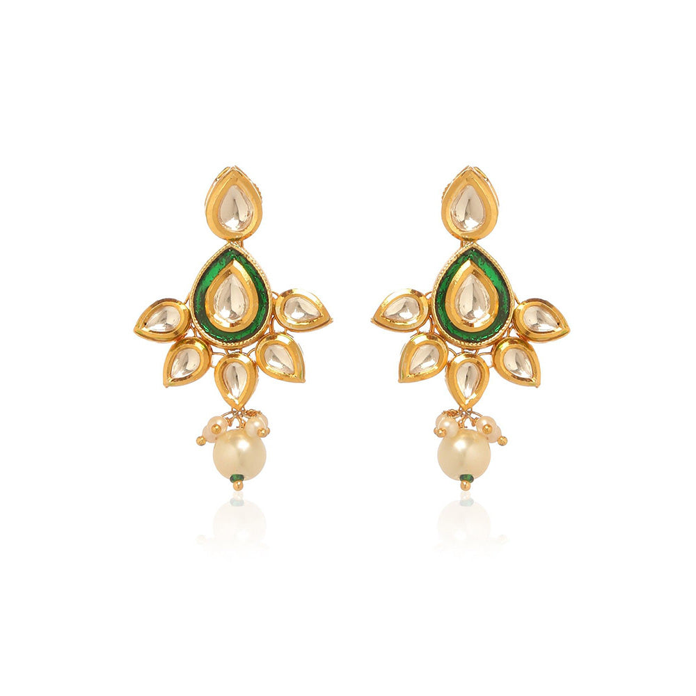 MINAKI Green Jewellery Drop and Dangler Earrings