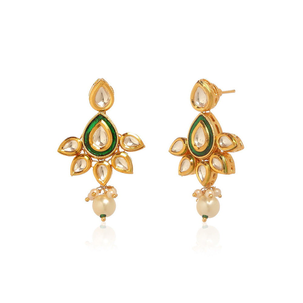MINAKI Green Jewellery Drop and Dangler Earrings
