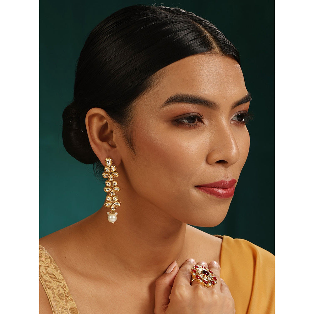 MINAKI Gold Jewellery Drop and Dangler Earrings