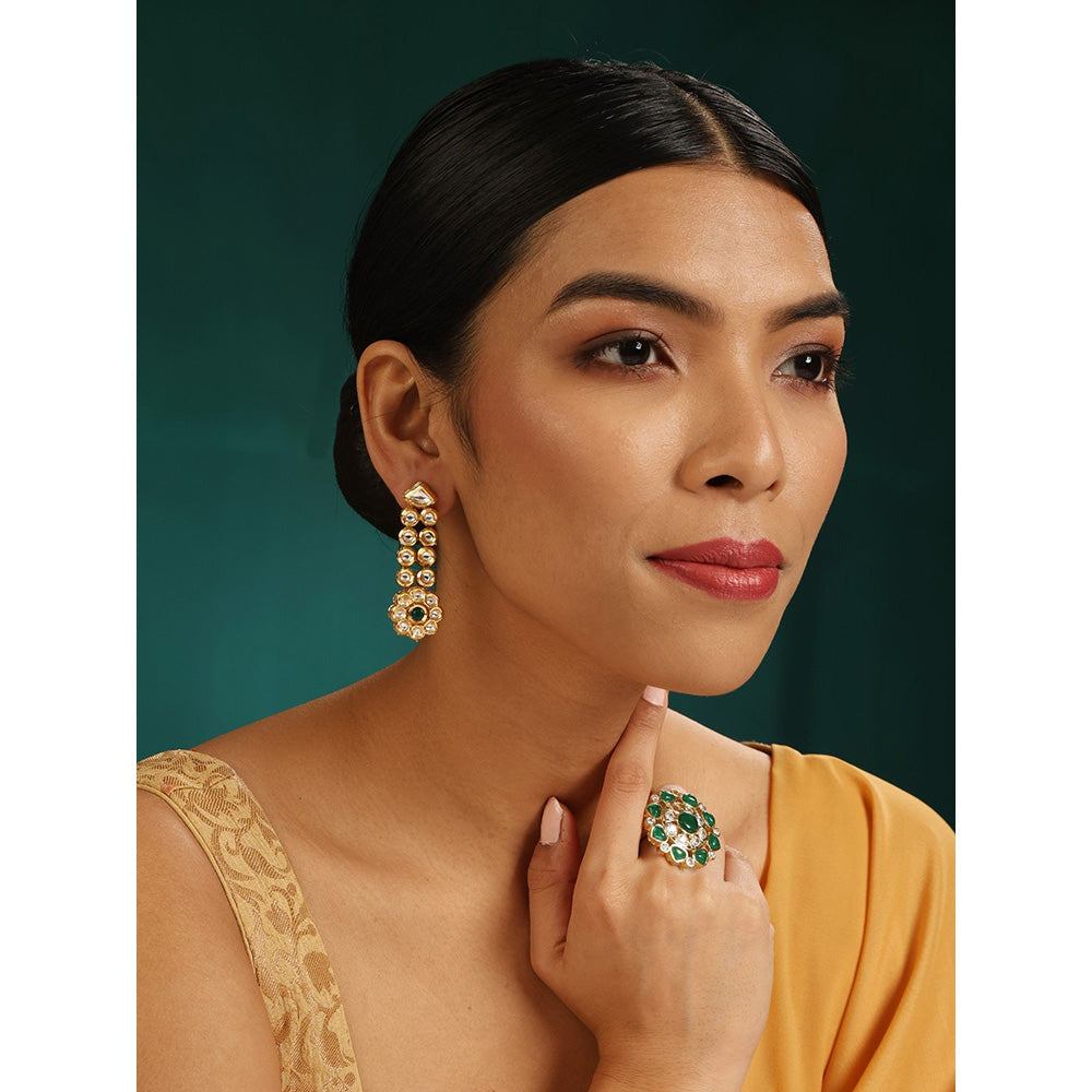 MINAKI Green Jewellery Drop and Dangler Earrings