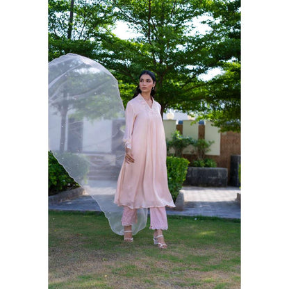 MINSH Rose Pink Kurta With Pant And Dupatta (Set of 3)