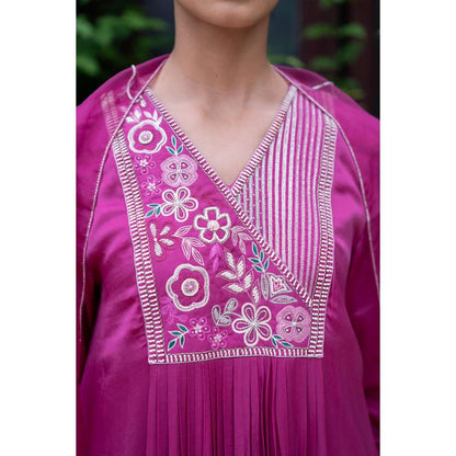 MINSH Cerise Purple Kurta With Pant And Dupatta (Set of 3)