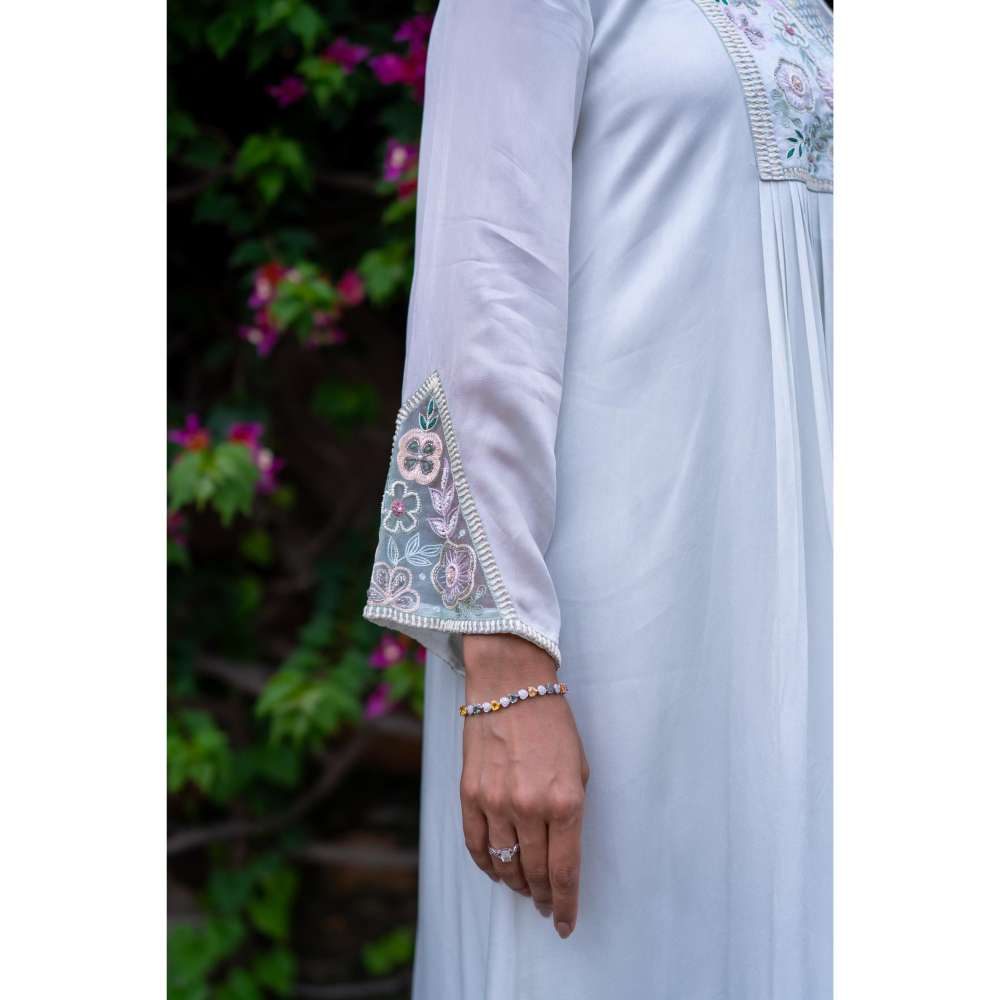 MINSH Blue Bell Kurta With Pant And Dupatta (Set of 3)