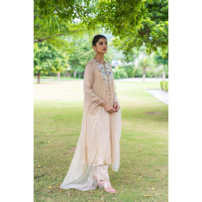 MINSH Tuscan Khaki Kurta With Pant And Dupatta (Set of 3)