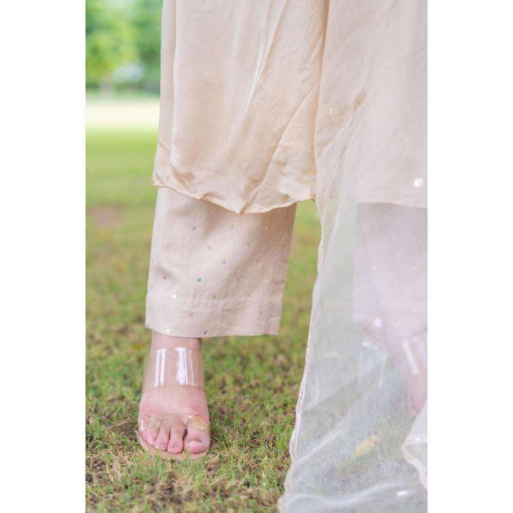 MINSH Tuscan Khaki Kurta With Pant And Dupatta (Set of 3)