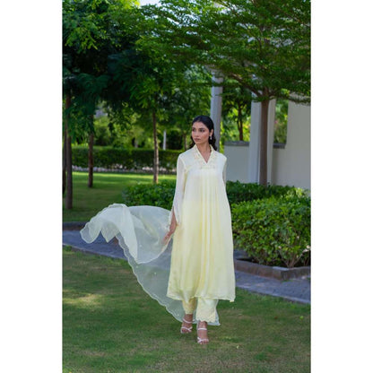 MINSH Primrose Yellow Kurta With Pant And Dupatta (Set of 3)