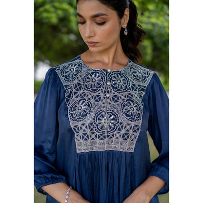 MINSH Midnight Blue Kurti With Palazzo (Set of 2)