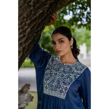MINSH Midnight Blue Kurti With Palazzo (Set of 2)