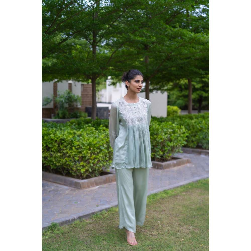 MINSH Eucalyptus Green Kurti With Palazzo (Set of 2)