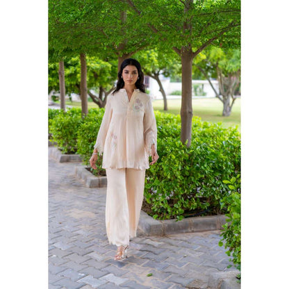 MINSH Vanilla Beige Top With Palazzo (Set of 2)