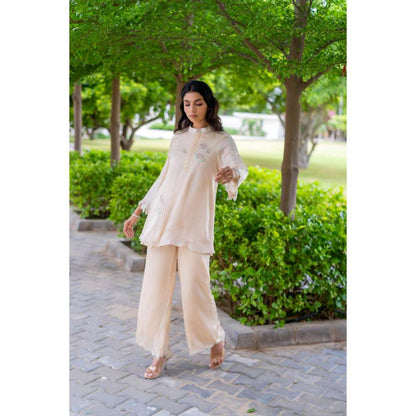 MINSH Vanilla Beige Top With Palazzo (Set of 2)