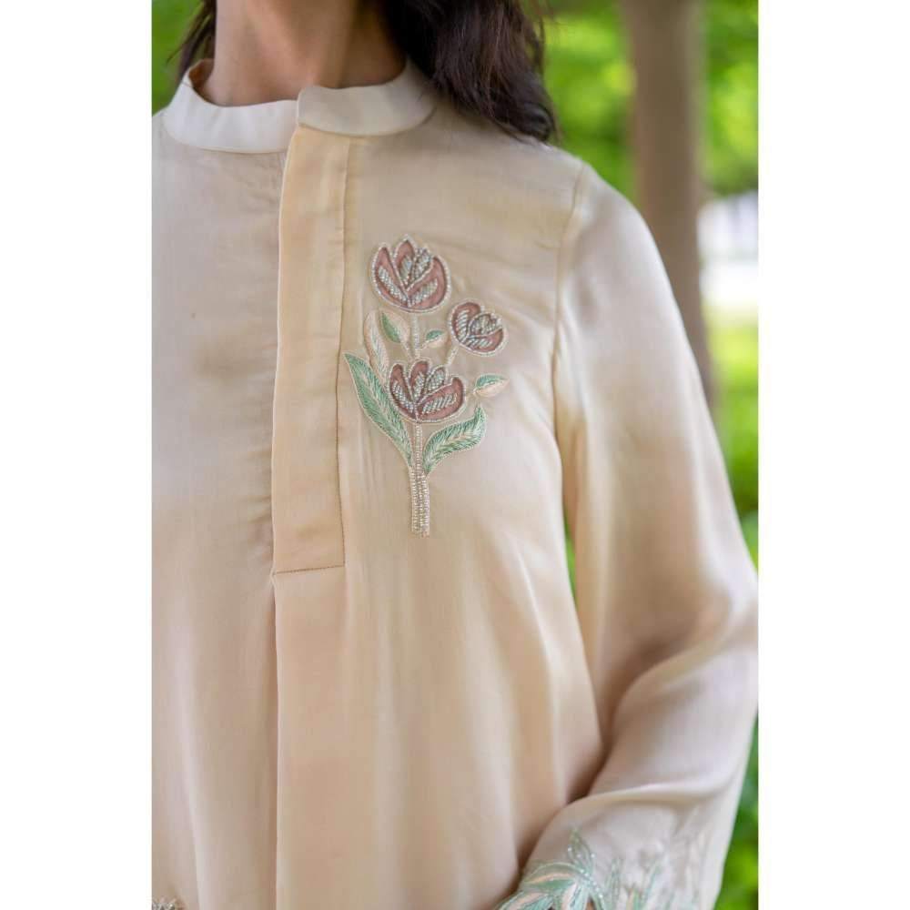 MINSH Vanilla Beige Top With Palazzo (Set of 2)