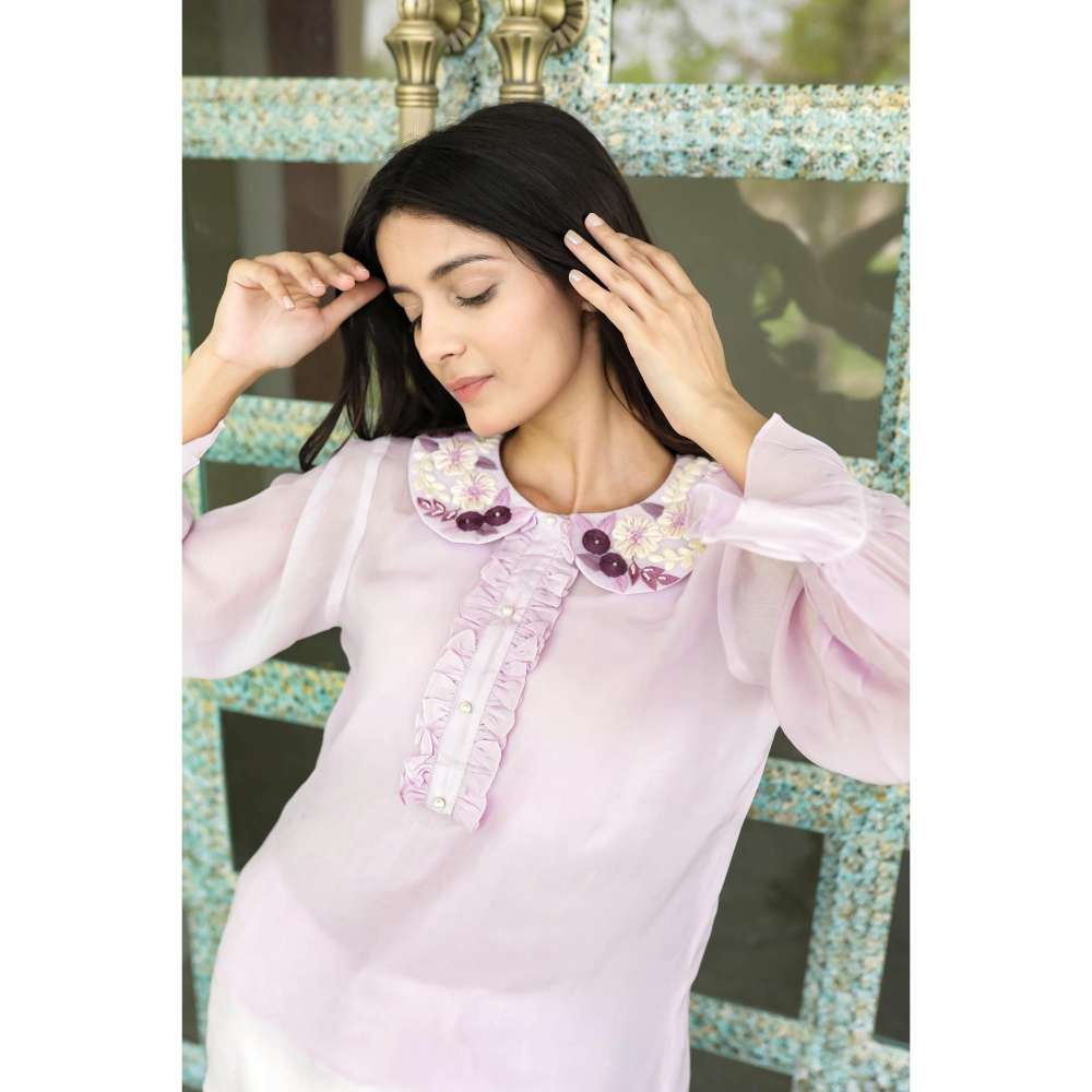 MINSH Lavender Mist Embroidered Top