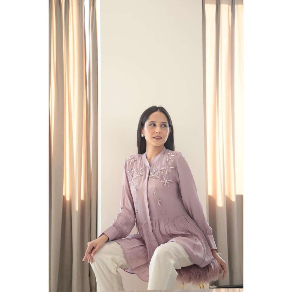 MINSH Lavender Bloom Embroidered Top