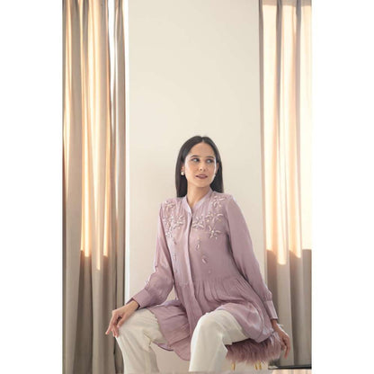 MINSH Lavender Bloom Embroidered Top