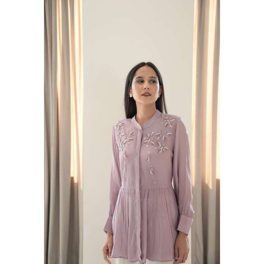 MINSH Lavender Bloom Embroidered Top