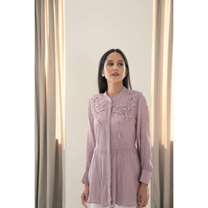 MINSH Lavender Bloom Embroidered Top