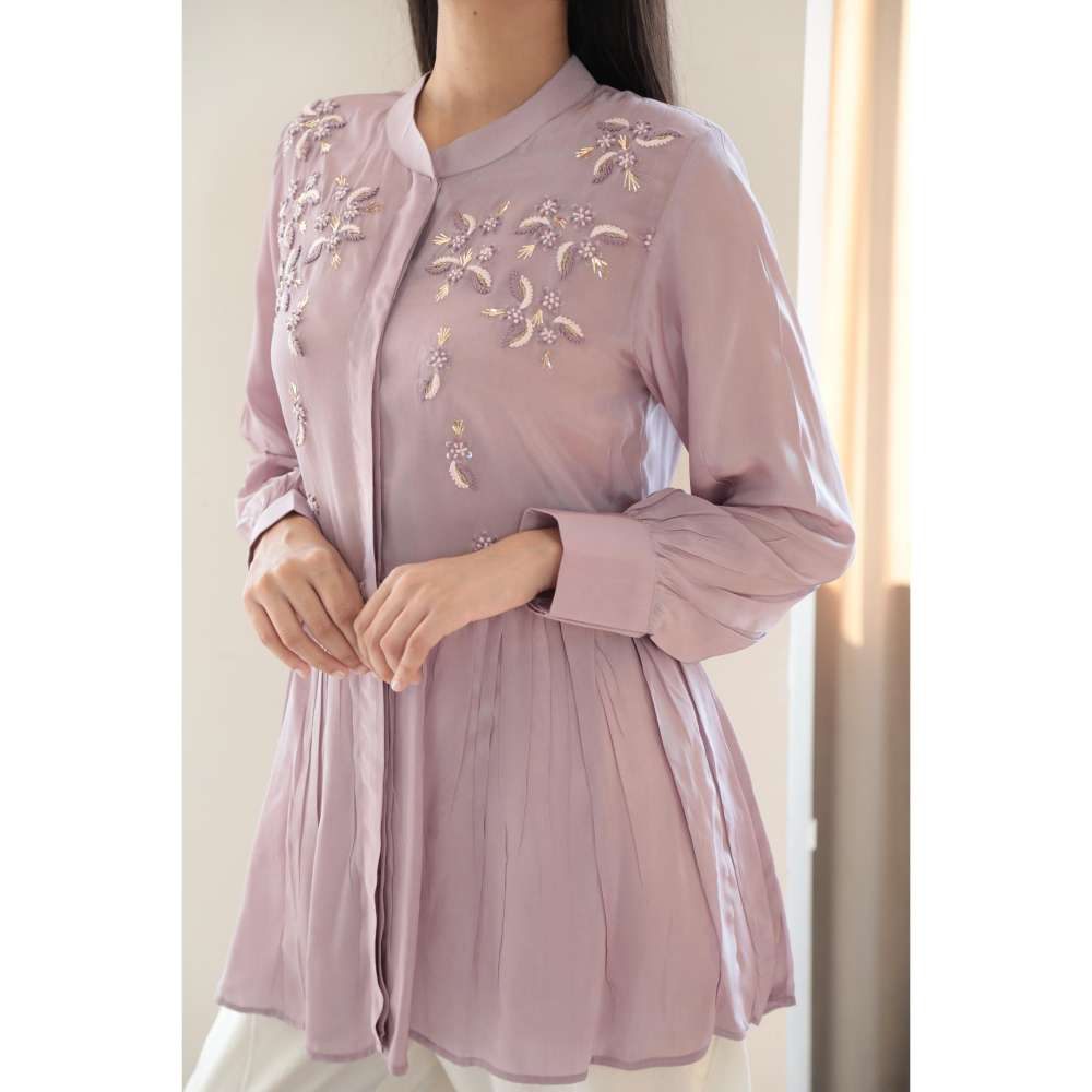 MINSH Lavender Bloom Embroidered Top