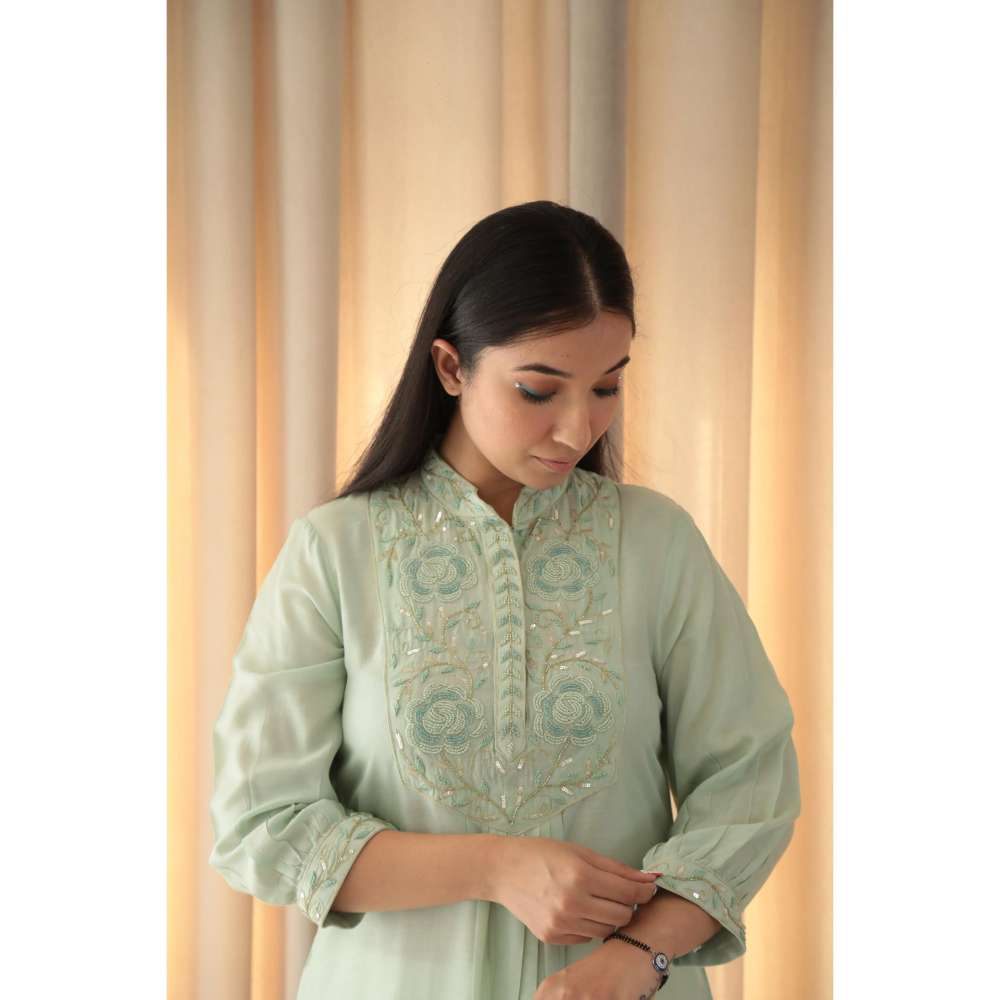 MINSH Mint Green Whisper Embroidered Top