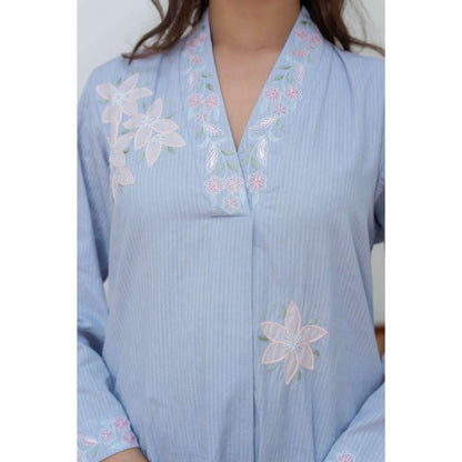 MINSH Blue Sunehri Kurta with Pant and Dupatta