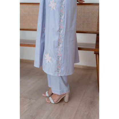 MINSH Blue Sunehri Kurta with Pant and Dupatta