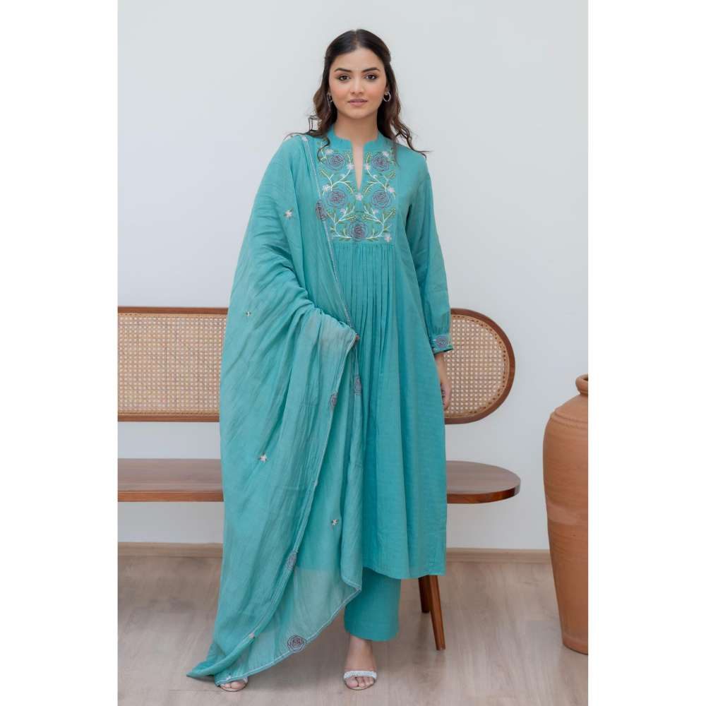 MINSH Green Serene Kurta with Pant and Dupatta